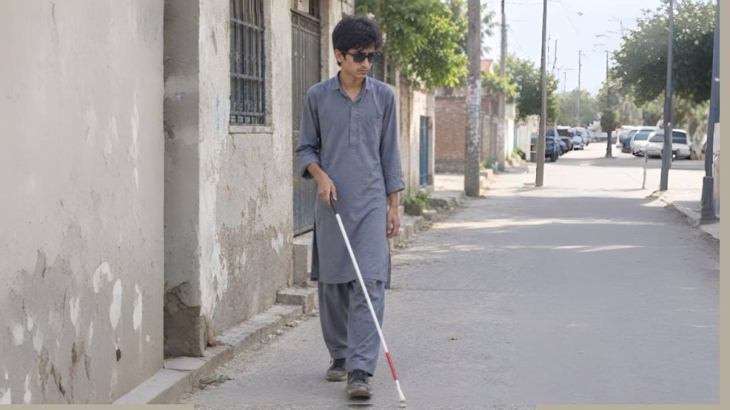 Young person walking outdoors