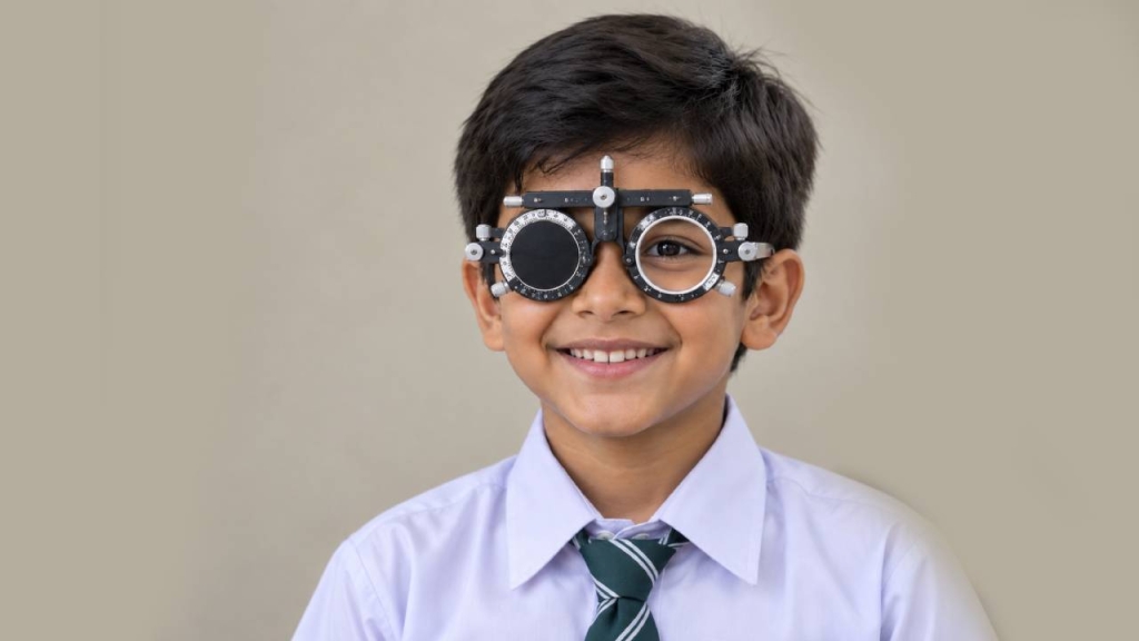 Child during vision screening
